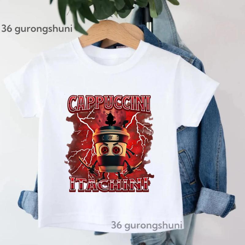 Italian Brainrot Meme Cool T Shirt Boys/Girls Funny Kawaii Kids Clothes White/Pink/Yellow/Grey/Red/Black T-Shirt Summer T-Shirt