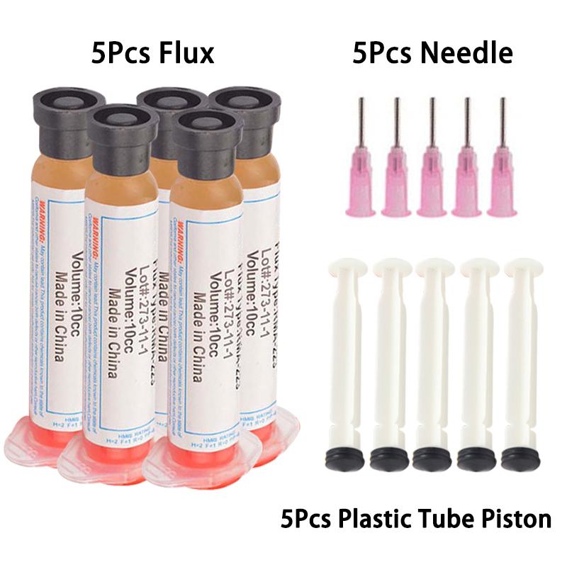 1set 10cc Solder Soldering Paste Flux Grease RMA-223 with 10pcs Needle for Computer Chips Phone LED BGA SMD PGA PCB Repair Tools