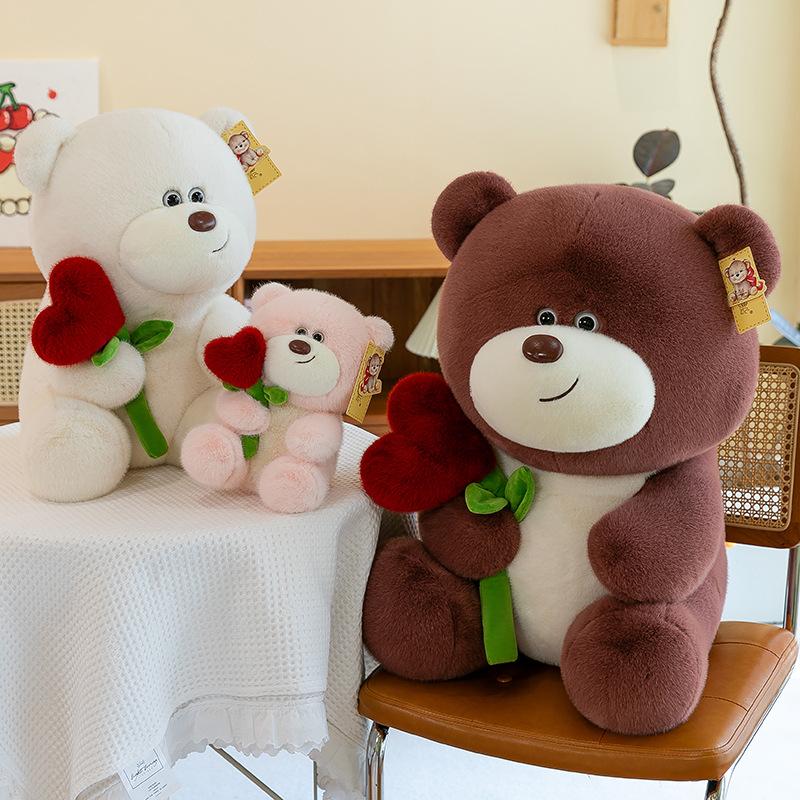 Large Rose Teddy Bear Plush Toy Girl Birthday Gift LOVE Big Bear Doll Holding Sleeping Doll On Bed