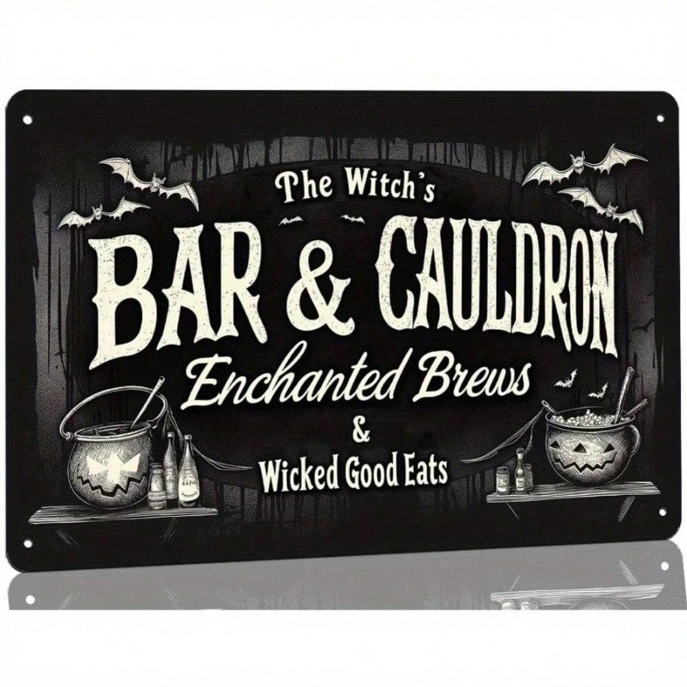 

Halloween Bat Witch Metal Wall Art Vintage Witchcraft Cauldron Kitchen Home Decor 2D Frameless Fall Room Decoration 20x30 різнокольоровий
