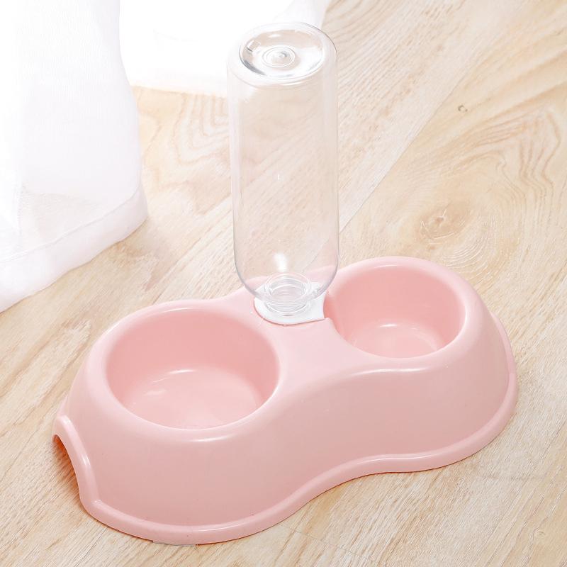 Pet Drinking Bowl Feeder Double Bowl Plastic Automatic Drinking Bottle