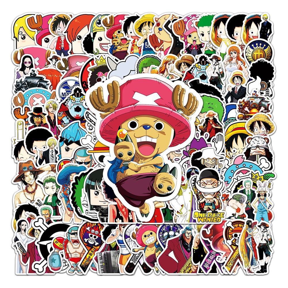 4850 100Pcs Anime One Piece Stickers Decals Graffiti Skateboard Laptop Phone Car Luffy Chopper Cool Cartoon Sticker For Kids