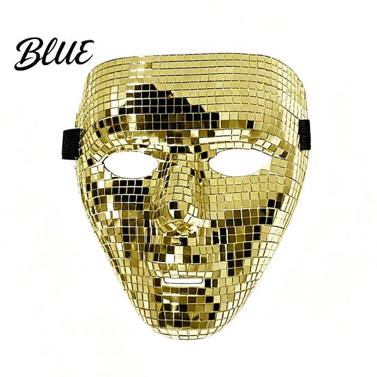 Lightweight Halloween Mask Disco Ball Mask Breathable Mirror Mosaic Masquerade Gold Face Glitter Party Costume for Dance Performance Club
