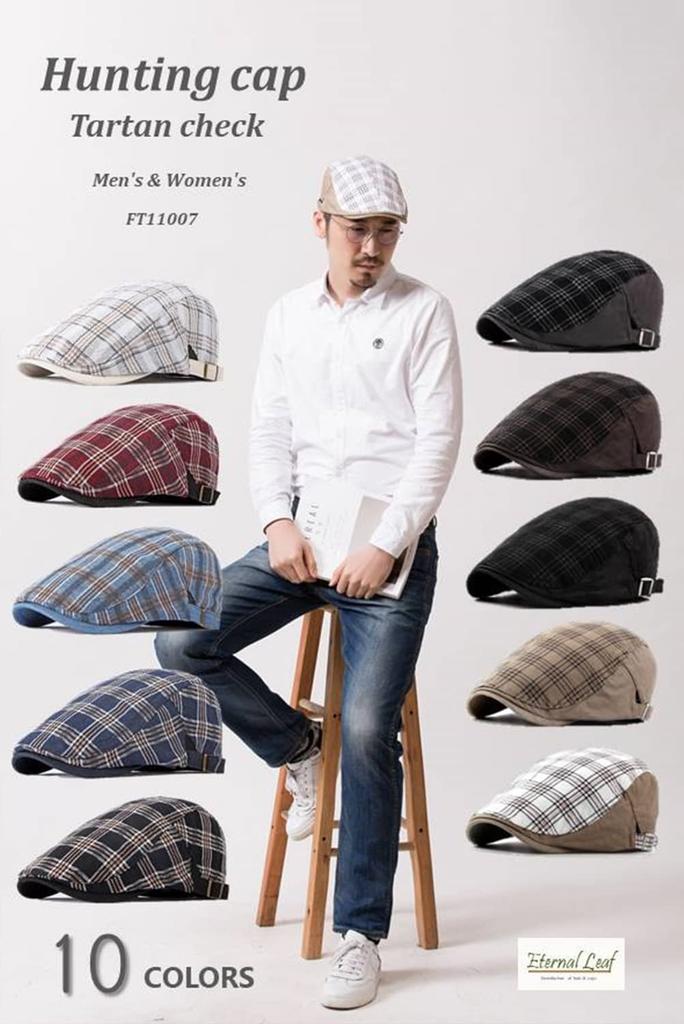 Eternal Leaf Hunting British Traditional Tartan and One Size Fits FT11007 Hat, Check, Men's Women's, All, (01.type1 White)
