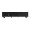 TV Cabinet, with LED Lighting, Marble Look & Wood Grain Doors, 2 Doors & 2 Drawers, Modern Lowboard for Living Room
