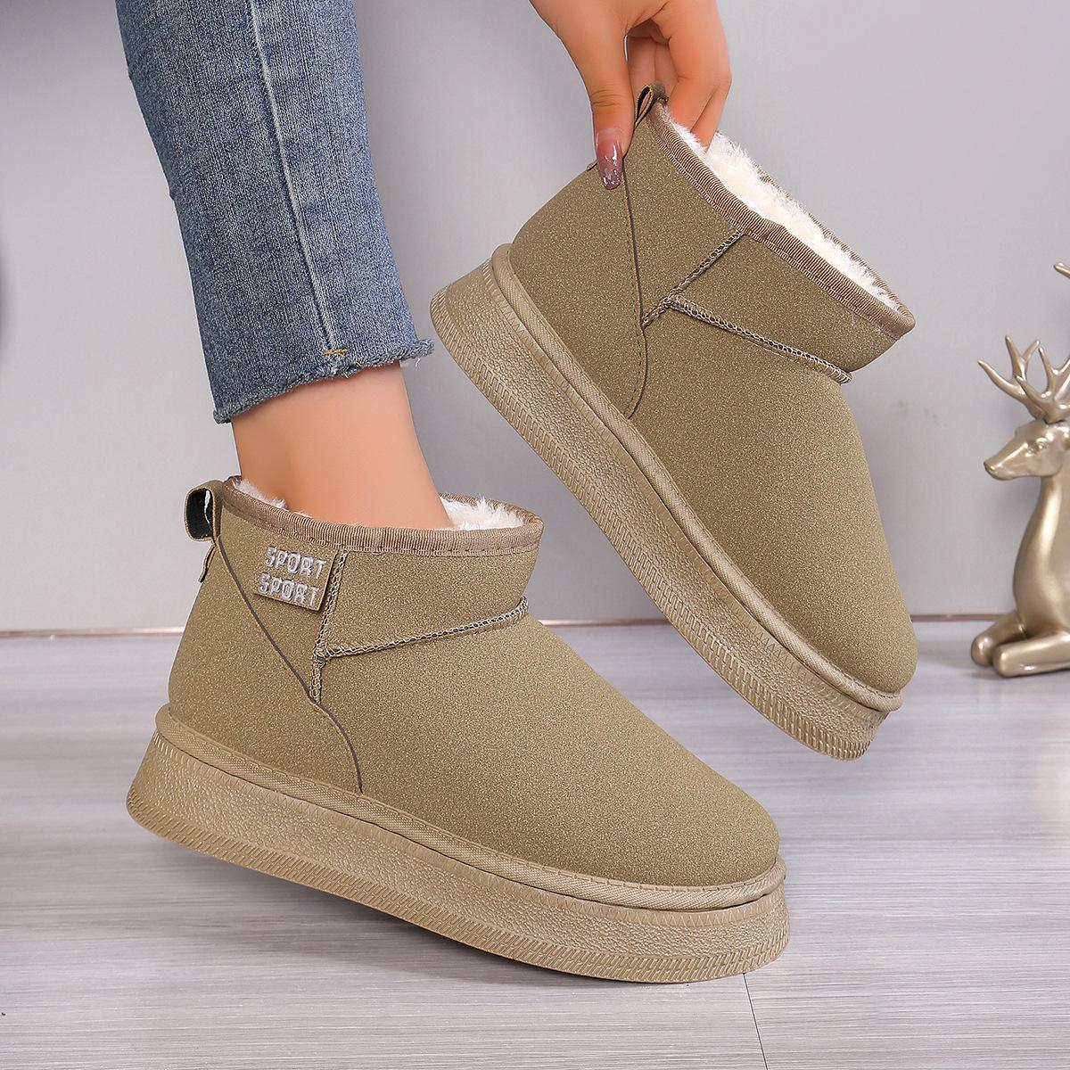 

Large size 2024 winter new thick-soled snow boots short tube warm and velvet thickened fashionable and versatile 36 малиновый