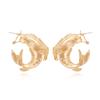 Metal Embossed Fish Shape Animal Geometric Earrings Women's Exaggerated Pop Dangle Earrings Banquet Jewelry Accessories Digadagu