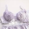 Set Reggiseno con Ricamo in Pizzo Stile Dolce Giapponese Coppa Sottile Confortevole Raccoglitore Push Up Biancheria Intima per Ragazze