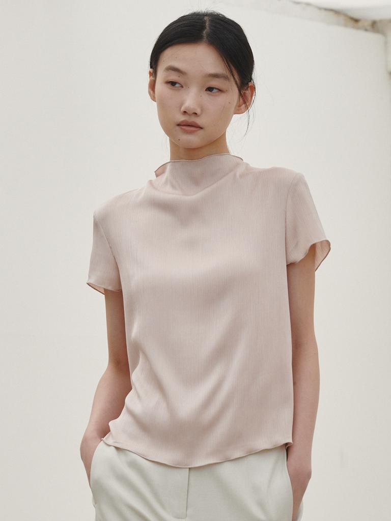 NOUVE Half-Sleeved Silky Blouse - Pink