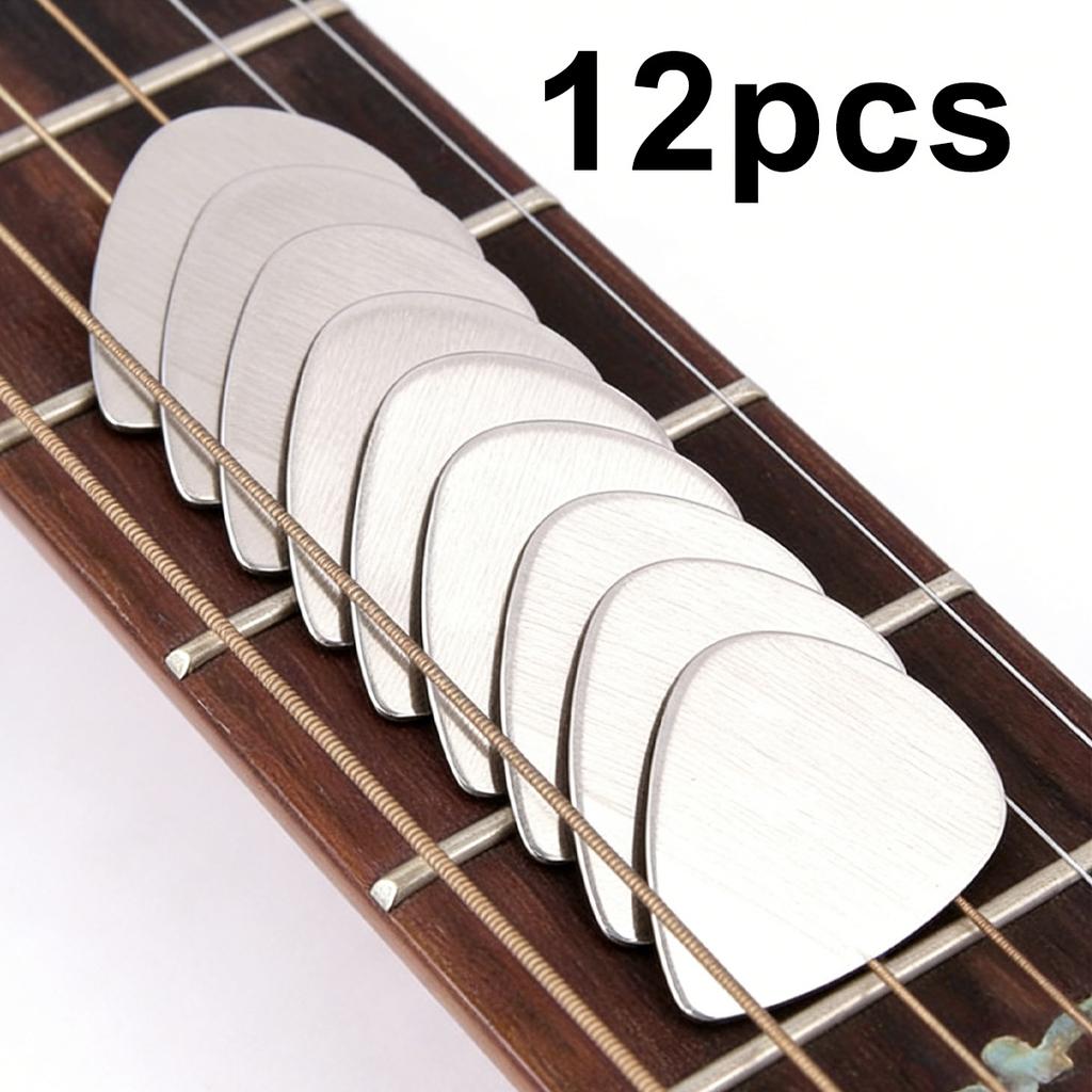 12Pcs 0.3mm Stainless Steel Picks, Sturdy Durable Metal Plectrums, Perfect for Acoustic Guitar, Electric Guitar, ZSY