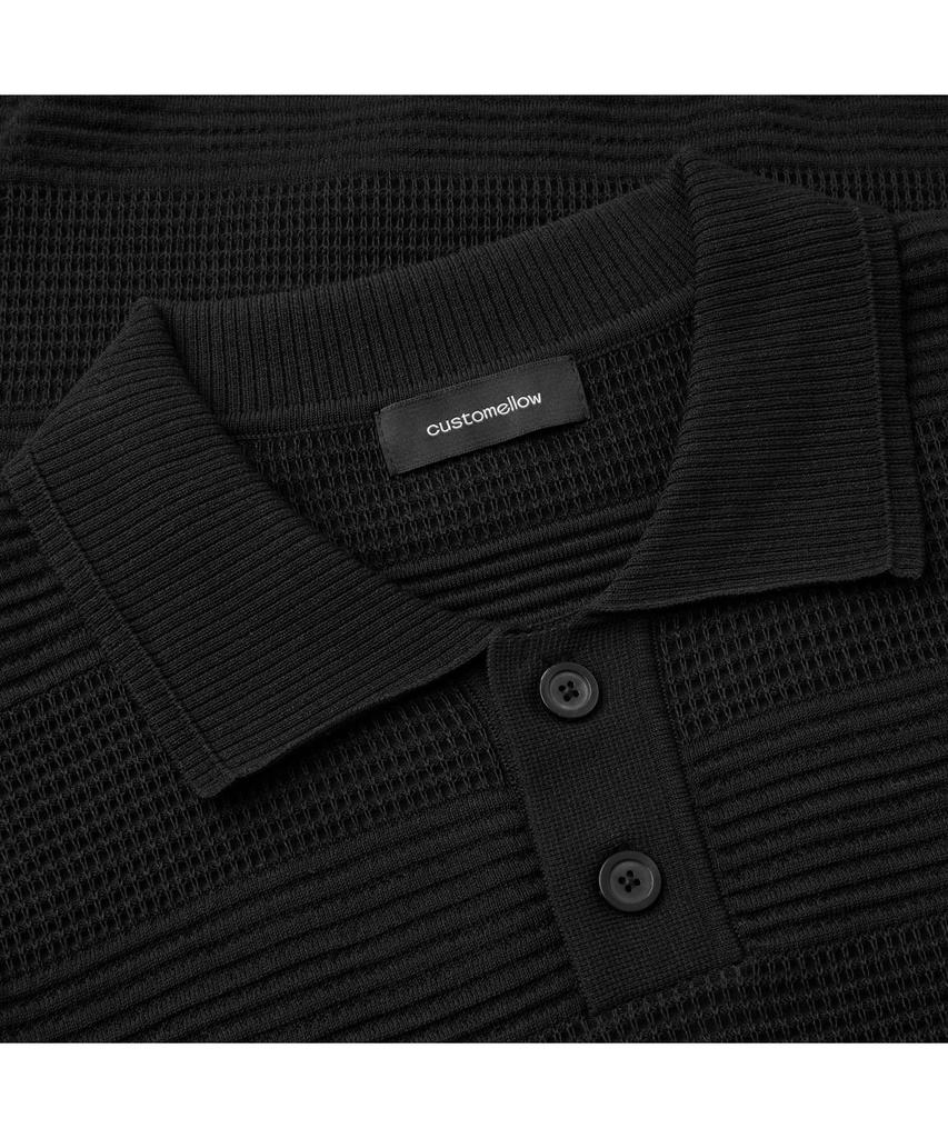Keoseuuteommellou Black Stripes Textured Collar Sweater Cwwam26411Bkx
