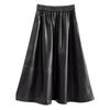 Women's Black High-Waist Leather Skirt: Autumn/Winter, Plus Size, Slimming, Mid-Length Umbrella Skirt