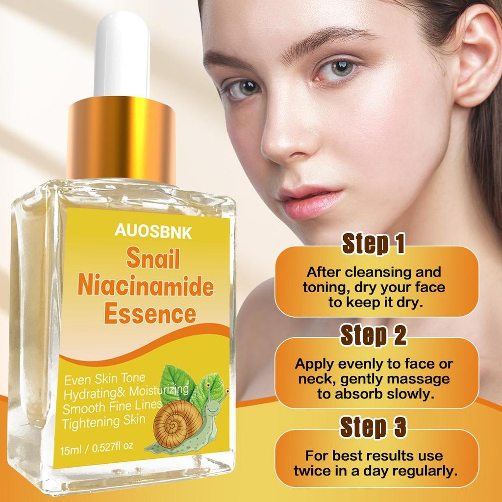 Snail Mucin Niacinamide Serum, Skin Care Repair Face Serum, Anti Wrinkle Hydrating Essence, Pore Tightening, Brightening & Firming