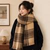 Warm Fleece Tassel Scarf Windproof Fall Winter Shawl Wrap Versatile Mohair Plaid Scarf  Girls