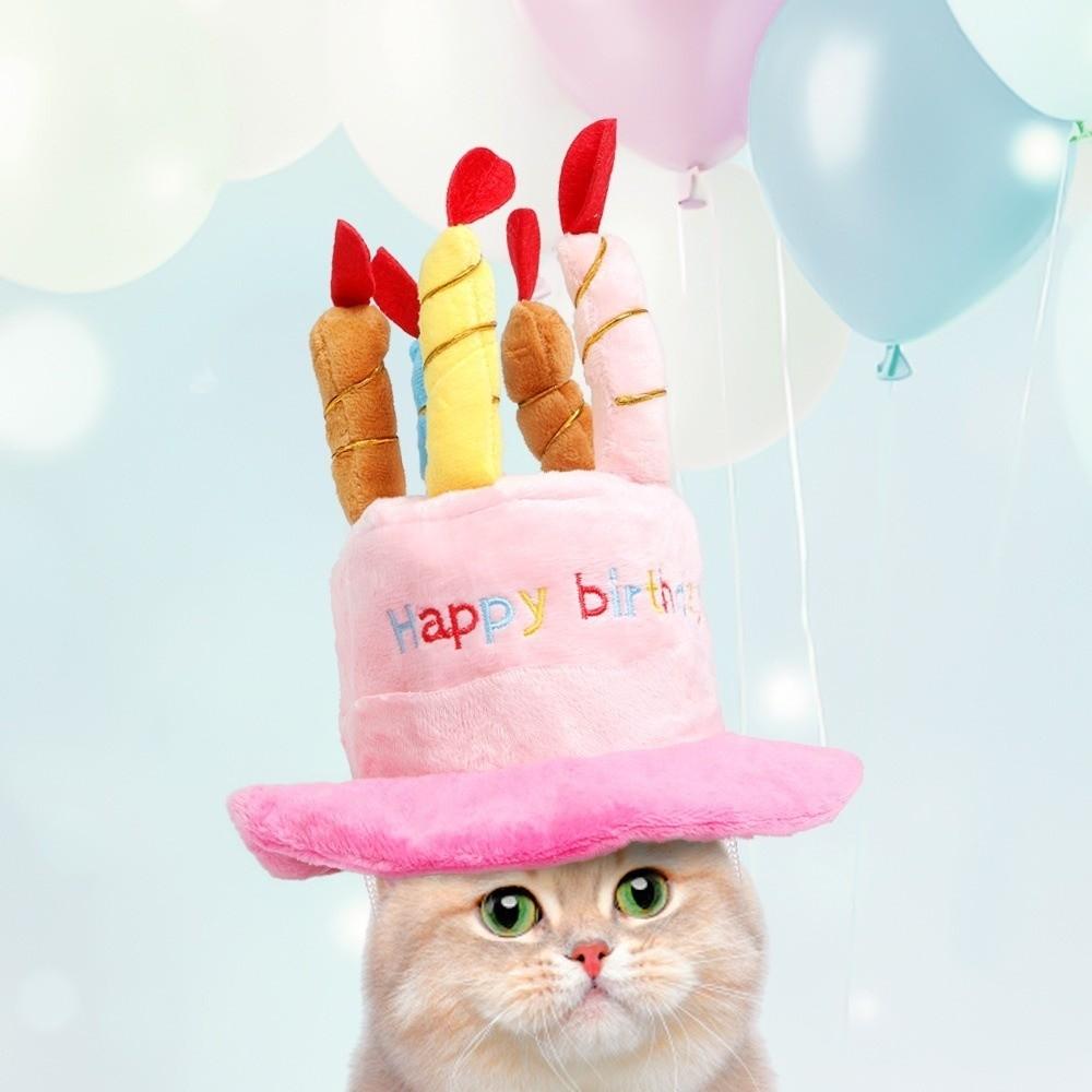 Plush Pet Birthday Hat Cute Candles Dog Hat Pet Cosplaying Birthday Cake Hat  Photography