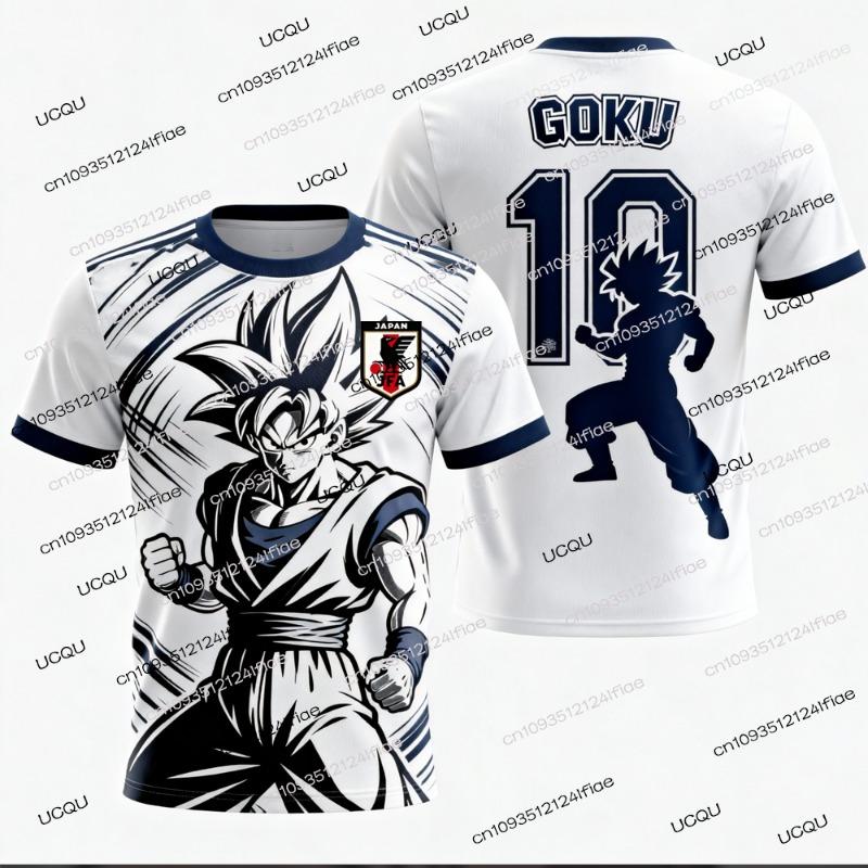 2026 Summer New Adult Men's Dragon Ball Goku 3D Printed Football Jersey T-Shirt Kids Anime T-Shirt Special Football Jersey NO.10