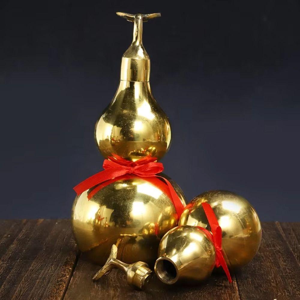 4/4.5 Inch Copper Gourd Ornament Smooth Wealth Gourd Figurine Brass Gourd Statue  Chinese Luck