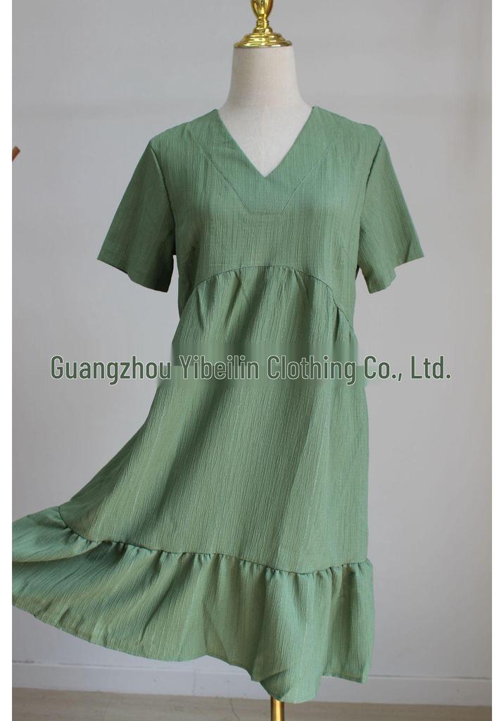 2026 Summer Women's Casual Short Sleeve Belted Flowy Dress