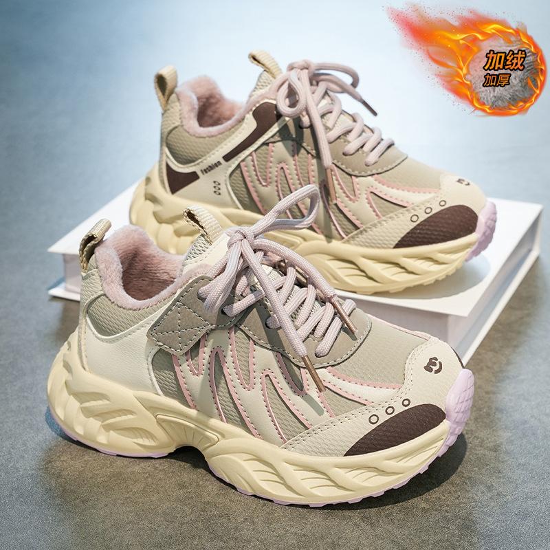 New autumn and winter cotton shoes for children, thick-soled soft-soled dad shoes, boys' casual shoes, girls' sports shoes