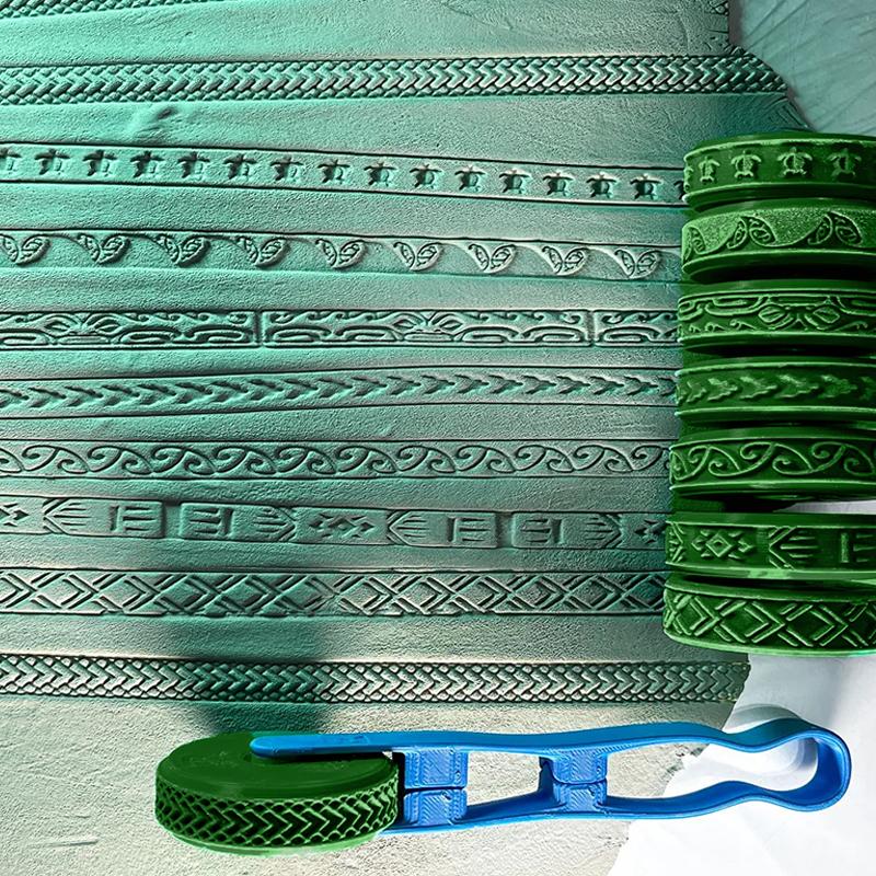 Clay Stamp Roller Ceramic Texture Wheel Geometric Flower Patterns Diy Clay Tools Body Painting Stamps Durable Art Decor