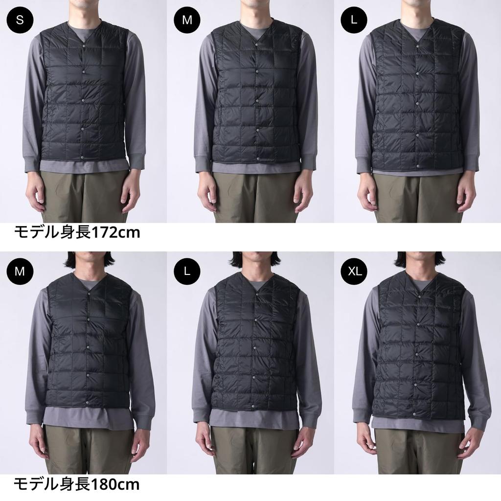 Taion Button Inner Down XL Men's V-Neck Vest, D.OLIVE,