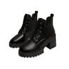 Martin Boots Autumn and Winter New Round Head Zipper Platform British Style Thick Heel Short Boots
