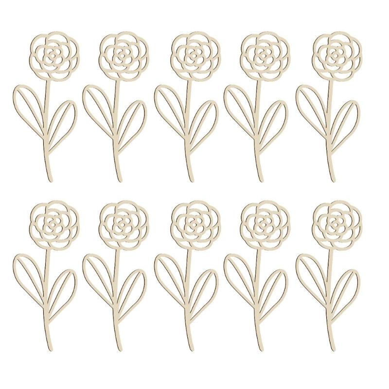 Wooden Wildflower Decors,Wood Flower Cutout for DIY Crafts,Wall Decors Hanging Florals Sculpture Wildflower Stems