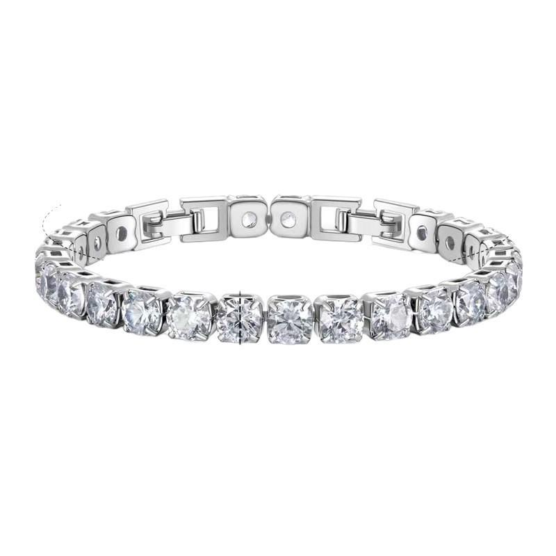 Elegant Zircon Bracelet: 6mm Round Cut, Prong Set, Simple and Exquisite European Design