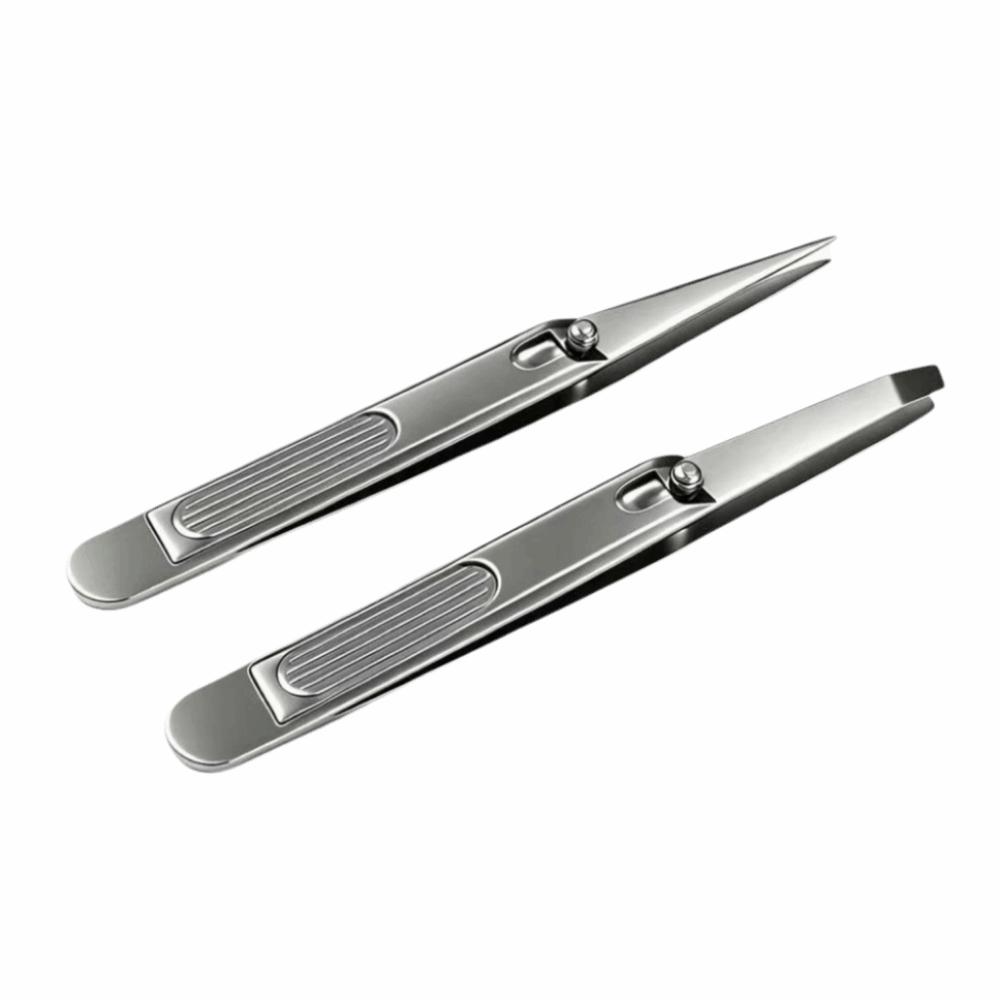 1/2Pcs V/Wide Mouth Lever-Action Eyebrow Tweezers Slanted Eye Brow Clips Facial Hair Removal