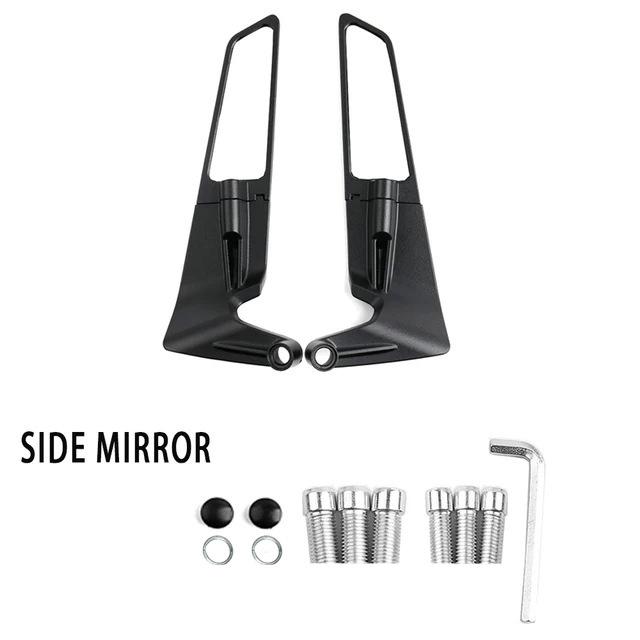 

Suitable for Suzuki, Honda, Kawasaki, Yamaha, Ducati motorcycles, invisible, rotatable, adjustable wing rearview mirror White Wave - Small