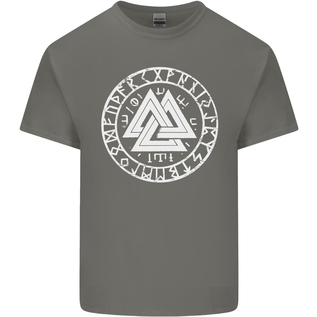 Valknut Circle With Viking Text White Print Unisexs Light Cotton TShirt