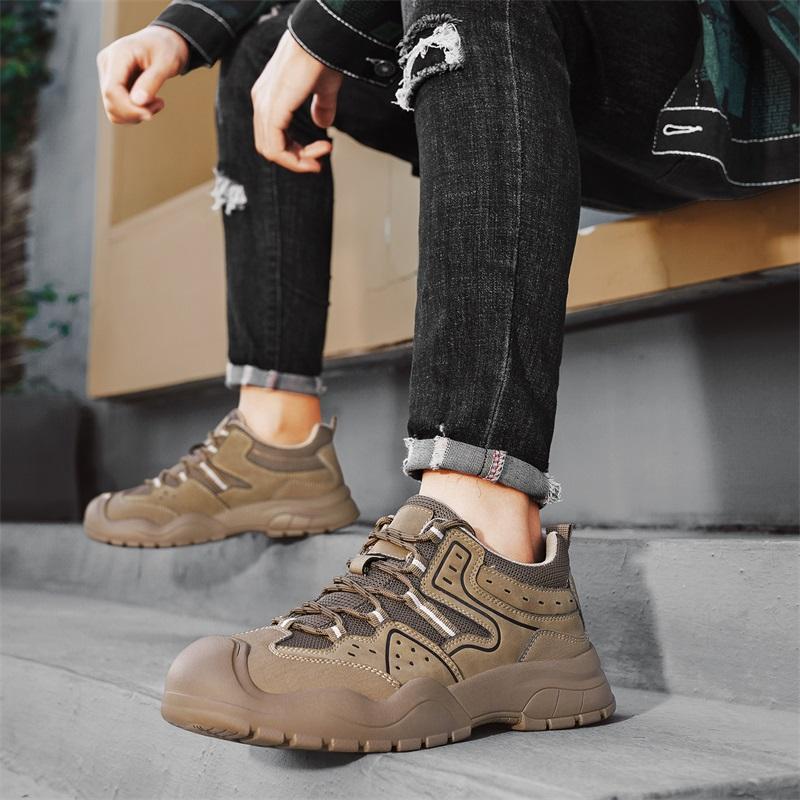 Male Non-Slip Outdoor Sneakers New Leather Treking Footwear for Men Casual Hiking Shoes Travel Climbing Camping Trainers