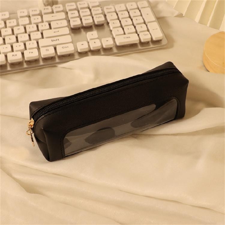 Waterproof PU Pencil Bag Clear Pen Pouch Zippered Pencil Case for Student