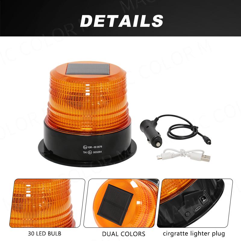 Strobe Signal Warning Solar Light Car Agriculture Flashing Vehicle Trialer Emergency Safety Beacon Lamp Ceiling Security Alarm