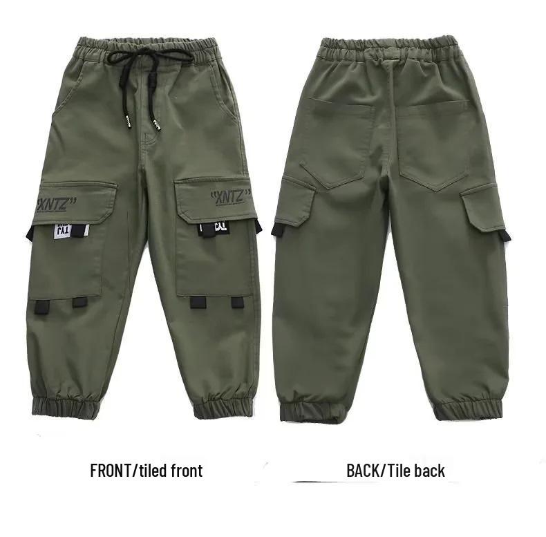 Spring & Autumn Boys' Loose Trendy Overalls - Medium & Large Casual Pants for Students