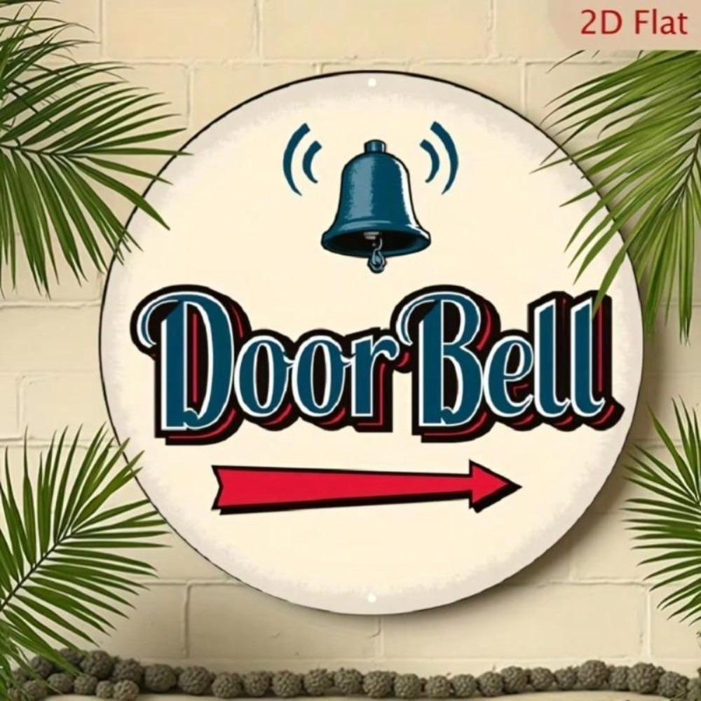 Vintage Americana Doorbell Round Aluminum Metal Art Sign Rustic Home Decor