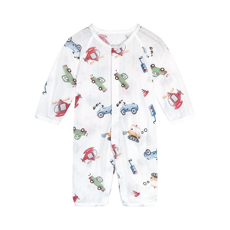 Baby Langarm-Bodysuit aus Bambusfaser: 3-24 Monate, Atmungsaktiver Druckknopf im Schritt, Nahtlos für den Sommer