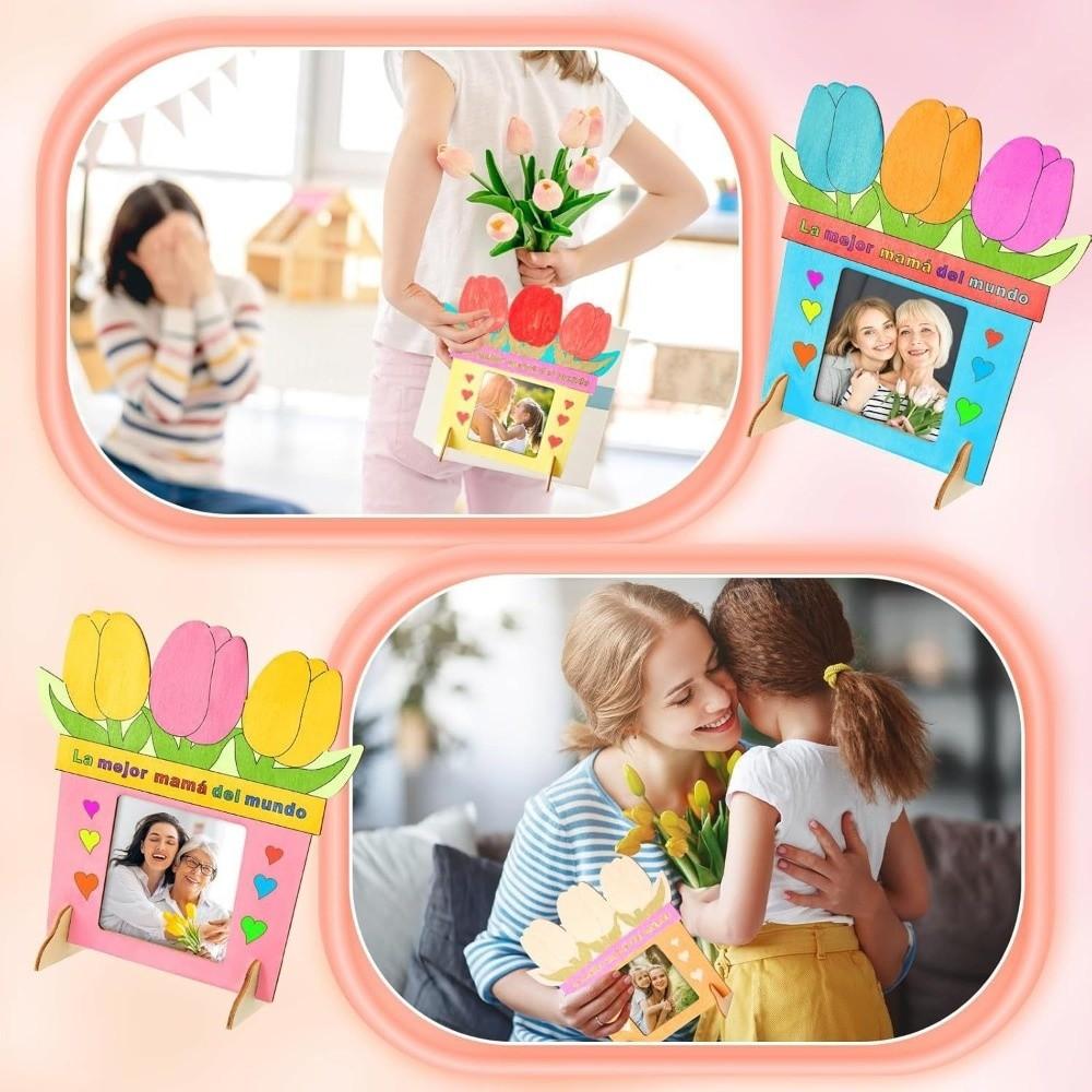 Flower DIY Photo Frame Unfinished Mother's Day Frame Photo Display Rack  Kindergarten Craft