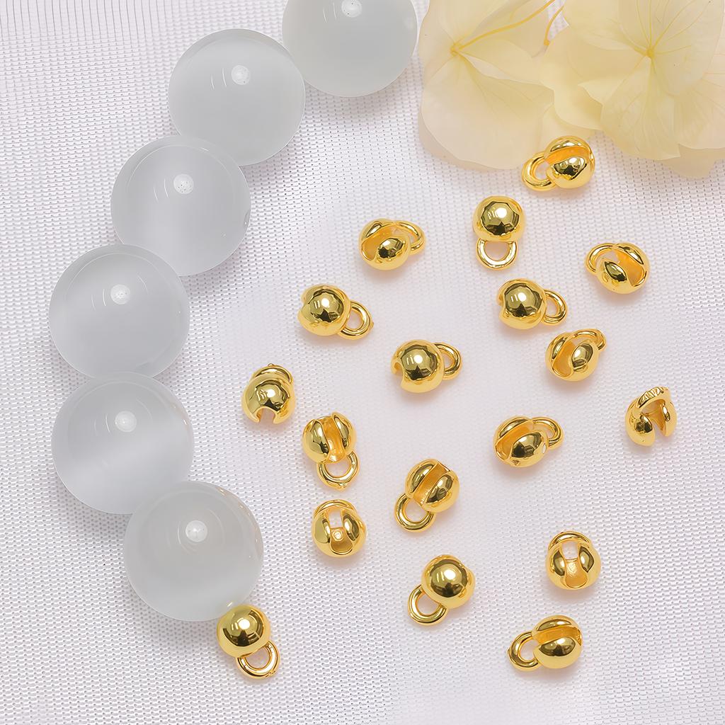 10PCS Brass Crimp End Beads 18K Gold Plated Tip Ball Chain Connector Clasp for DIY Necklace Bracelet Jewelry Making Accessories