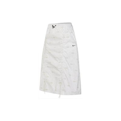 All Over Print Elastic Waist Mid Rise Casual Long Skirt Women Skirts White FN2270-100