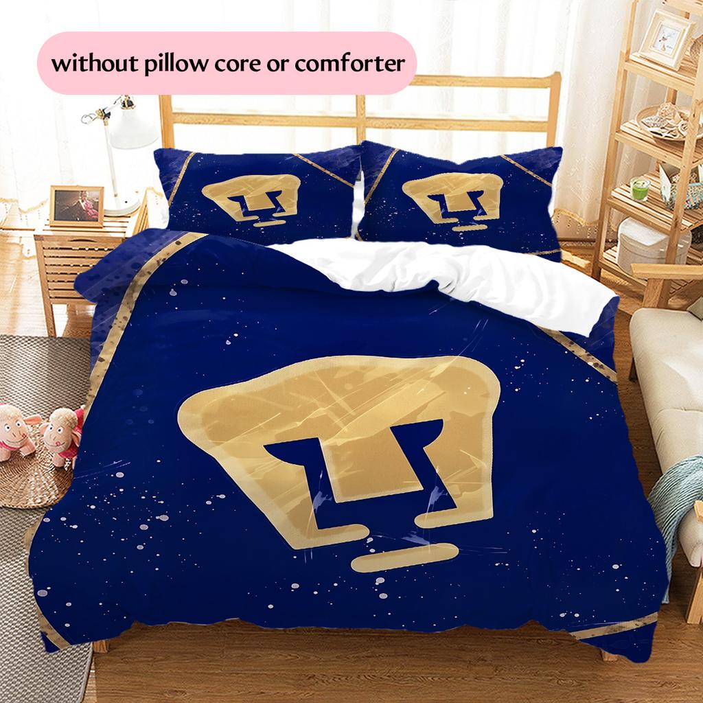 Pumas Football Team Pattern Bedding Quilt Set Home Decoration Gift (1 * duvet cover + 2 * pillowcase without core)