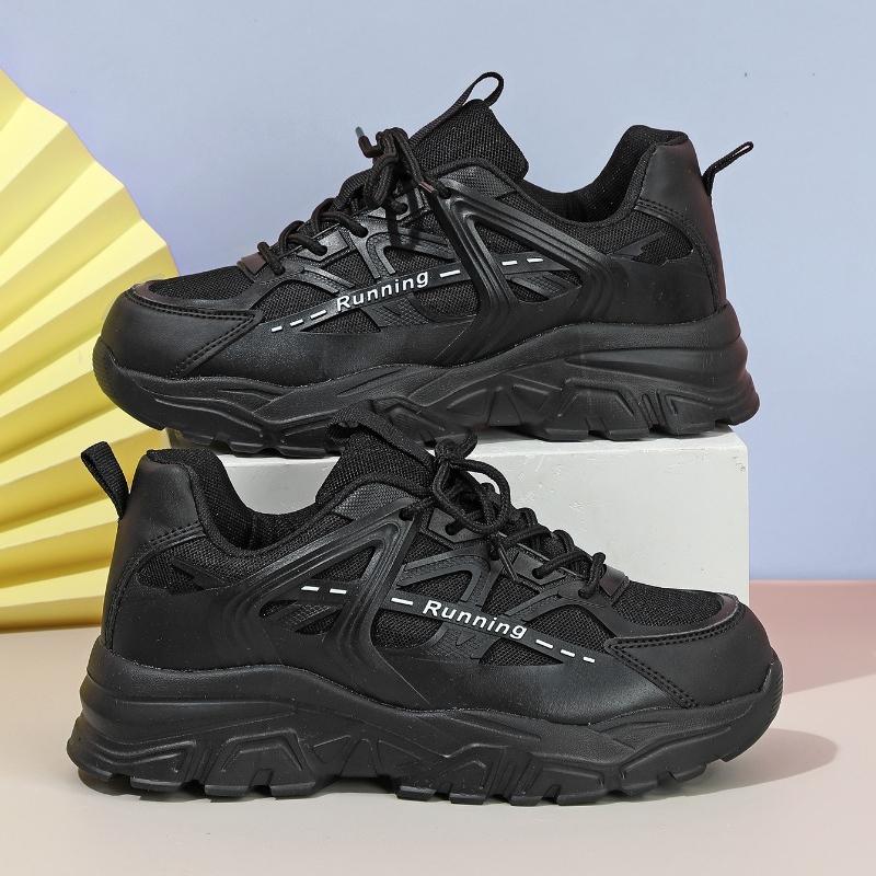 Women Chunky Sneakers Breathable Lace Up Walking Platform Shoes Couples Casual Shoes
