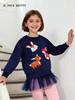 New Autumn Girls' Cute Animal Embroidery Hoodie - Mesh Long Sleeve Pullover for Small & Medium Children