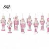 Vintage Style Holiday Hanging Charms Pink Wooden Nutcracker Ornaments for Christmas Tree Decorations, Soldier Pastel Decorations Home Pendants