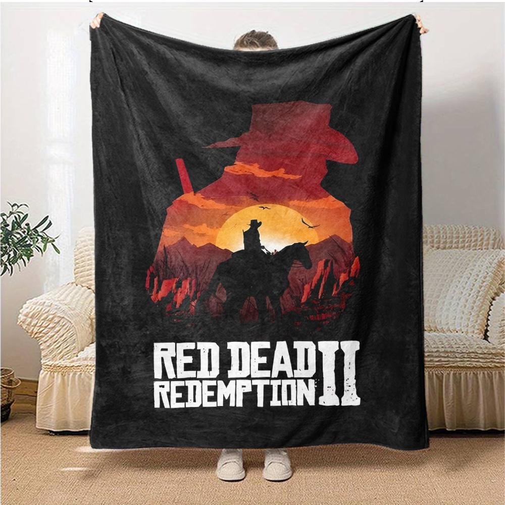 1pc Red Dead Redemption Blanket, Gift, for Men and Women, Soft Blanket, Good for Sofa Bed Couch Travel, Lightweight Flannel Blanket