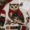 Christmas Fabric Art Patchwork DIY Kit, Adult Sewing Handcrafted Set with Creative Holiday Gift Pre-Cut Squares, Animals Craft for Beginners Quilting