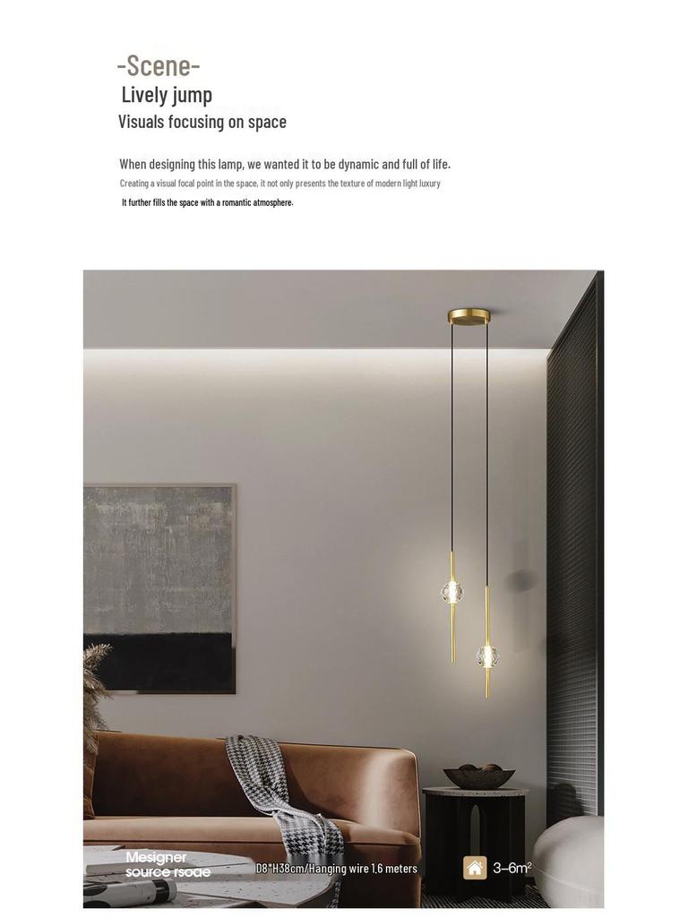 Cross-Border Copper Minimalist Pendant Light for Bedside or Dining