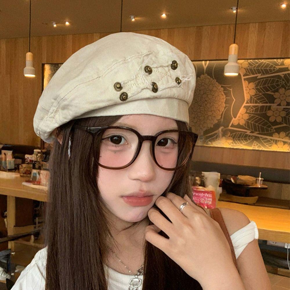 Japanese Style Painter Hat Retro Artist Cap Personality Washed Cotton Demin Berets  Unisex