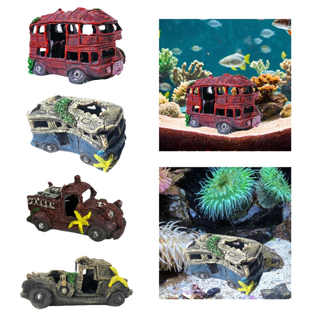 Resin Auto Wreck Aquarium Decoration for and Fresh Water Crustaceans