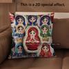 2D Colorful Matryoshka Pillowcases For Home Decor Pattern Cushion Cover Suitable For Sofa Bedroom Car Pillow Cover